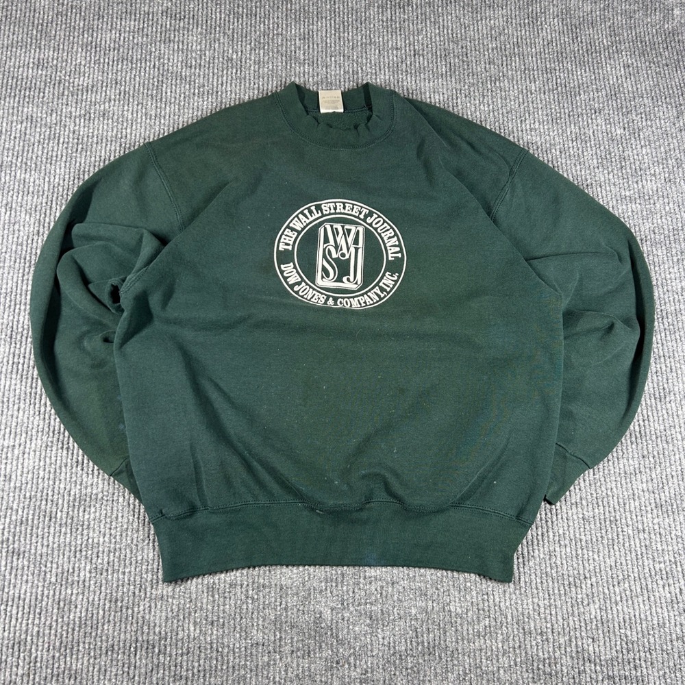 Vintage Wall Street Journal Sweatshirt Fruit of the Loom XL Green Dow Jones Inc
